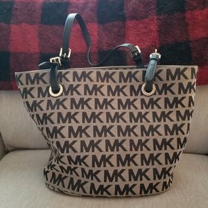 Michael Kors monogrammed canvas purse black/gray